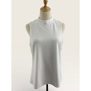 Banana Republic White Mock Neck Top with Grosgrain Back Seam, Size Medium